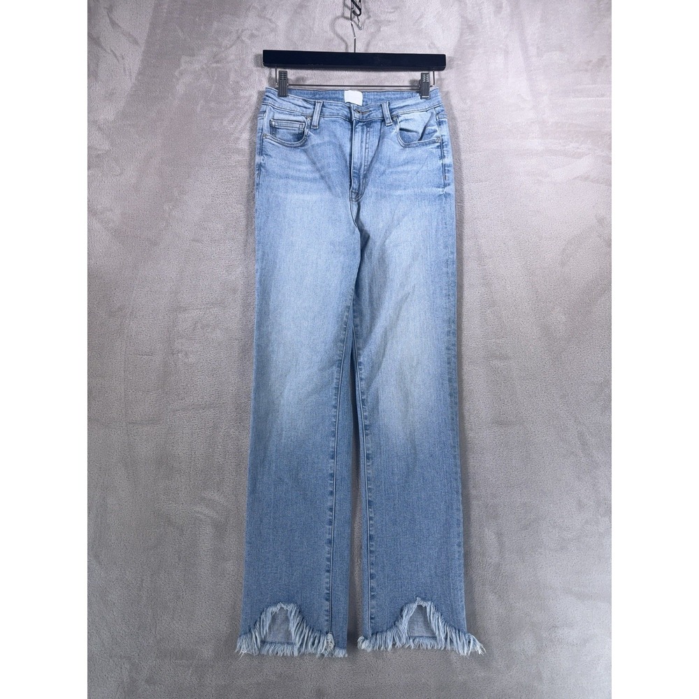 Jonathan Simkhai Straight Leg Jeans Womens Size 28x28 Light Blue Raw Hem Denim